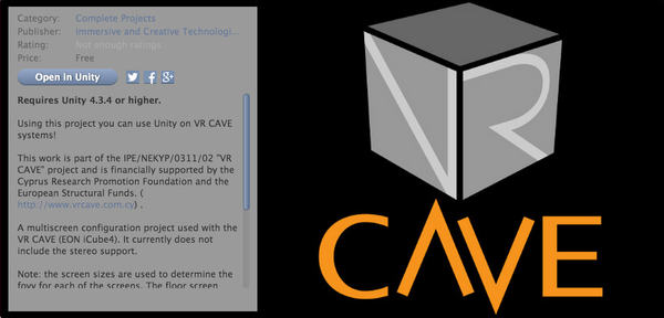 ICT VR CAVE Multiscreen configuration project on Unity Asset Store package